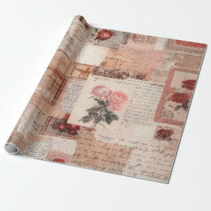 Papier Cadeau Collage Romantique Vintage Rose (2)