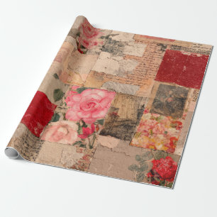 Papier Cadeau Collage Romantique Vintage Rose (5)