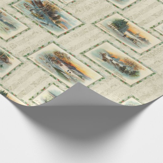 Papier Cadeau Collage rustique Vintage hiver (Coin)