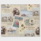 Papier Cadeau Collage vintage pour enfants en bord de mer (Plat)