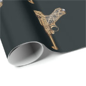 Papier Cadeau Collecteur antique gravé d'arme à feu (Coin rond)