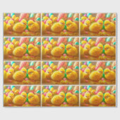 Papier Cadeau Collection 3 Petits Poussins de Pâques Jaunes (Plat)
