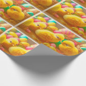 Papier Cadeau Collection 3 Petits Poussins de Pâques Jaunes (Coin)