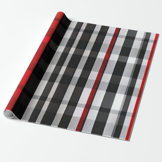Papier Cadeau Collection Abstraite Red Black Plaid (Déroulé)