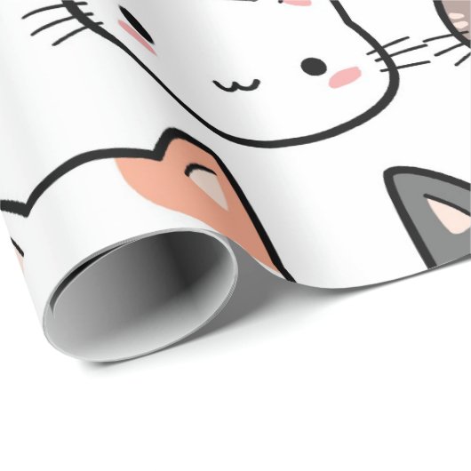 Papier Cadeau Collection Amoureux des chats Papier à envelopper (Coin rond)