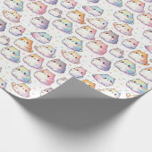 Papier Cadeau Collection Chubby Cartoon Chat Avec Coeurs (Coin)