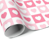 Papier Cadeau Collection d'amour du coeur rose moderne (Coin rond)