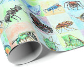 Papier Cadeau Collection de bogues d'été en aquarelle (Coin rond)