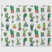 Papier Cadeau Collection de cactus colorés (Plat)
