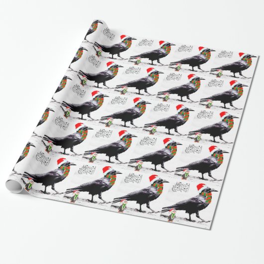 Papier Cadeau Collection de cadeau de Noël de Père Noël Raven (Déroulé)