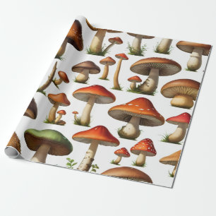Papier Cadeau Collection de champignons Design Motif