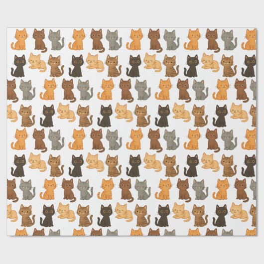 Papier Cadeau Collection de chatons amusants (Plat)