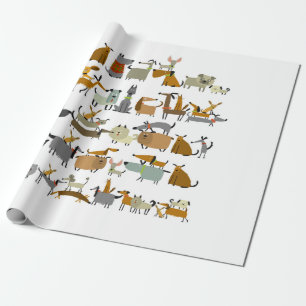 Papier Cadeau Collection de chiens mignons, croquis illustration