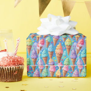 Papier Cadeau Collection de cônes de crème glacée estivale