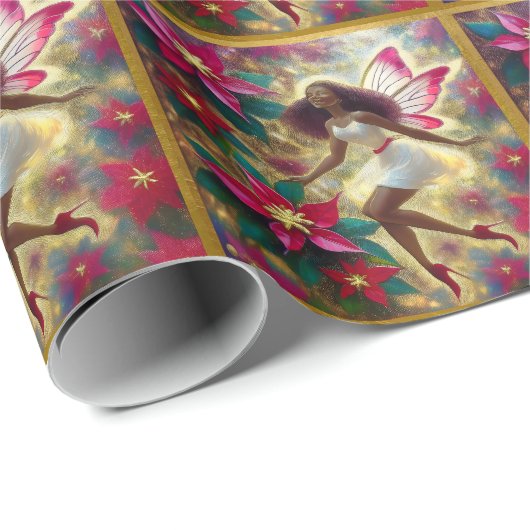 Papier Cadeau Collection de fées de Noël - Auburn (Coin rond)