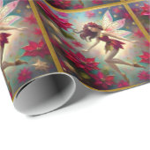 Papier Cadeau Collection de fées de Noël - Cheveux d'Auburn (Coin rond)