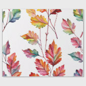 Papier Cadeau Collection de feuilles d'aquarelle vive (Plat)