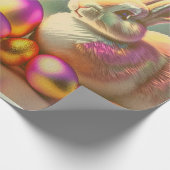 Papier Cadeau Collection De Lapins De Pâques Et D'Oeufs Brillant (Coin)