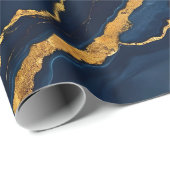 Papier Cadeau Collection de marbre bleu bleu marine (Coin rond)