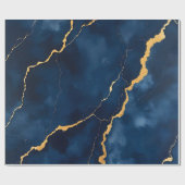 Papier Cadeau Collection de marbre bleu marine tendance (Plat)