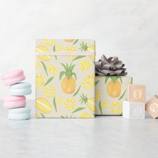 Papier Cadeau Collection de Motifs de paniers de fruits - Ananas (Baby Shower)