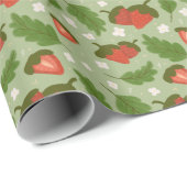 Papier Cadeau Collection de Motifs de paniers de fruits - Fraise (Coin rond)