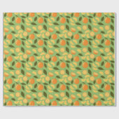 Papier Cadeau Collection de Motifs de paniers de fruits - Orange (Plat)