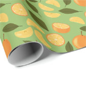 Papier Cadeau Collection de Motifs de paniers de fruits - Orange (Coin rond)