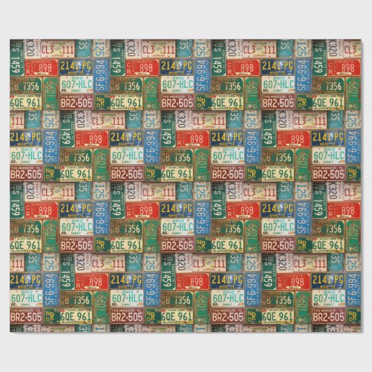Papier Cadeau collection de plaques d'immatriculation (Plat)