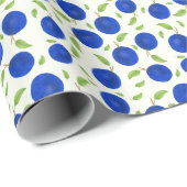 Papier Cadeau Collection de prunes botaniques ivoire (Coin rond)