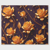 Papier Cadeau Collection de Roses de luxe Gold Boho tendance (Plat)