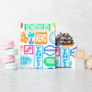 Papier Cadeau Collection de tampons Grunge couleur texte rétro