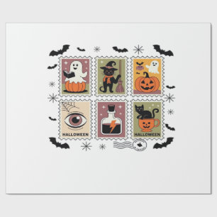 Papier Cadeau Collection de timbres de chat Halloween vintage T-