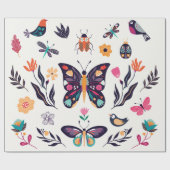 Papier Cadeau Collection d'éléments d'été du printemps à la main (Plat)