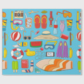 Papier Cadeau Collection d'objets d'été pour l'été à (Plat)