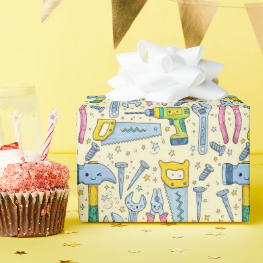 Papier Cadeau Collection d'outils de bricolage Doodle (Fête d'anniversaire)