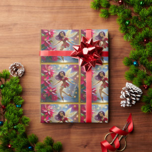 Papier Cadeau Collection Fée de Noël - Cheveux droits prune