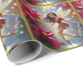 Papier Cadeau Collection Fée de Noël - Cheveux droits prune (Coin rond)