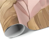 Papier Cadeau Collection Feuille tendance de Boho Rose Rose rose (Coin rond)