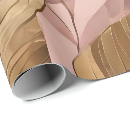 Papier Cadeau Collection Feuille tendance de Boho Rose Rose rose (Coin rond)