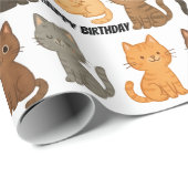Papier Cadeau Collection Joyeux Anniversaire Chatons (Coin rond)