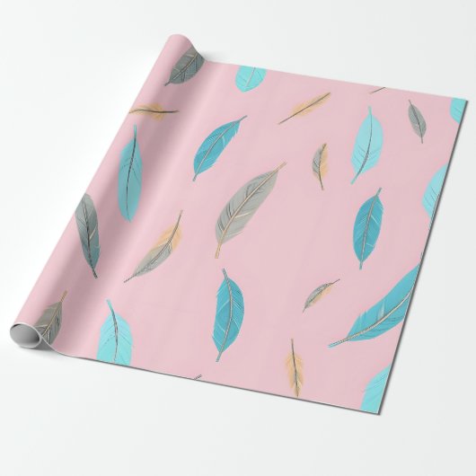 Papier Cadeau Collection Luxe Boho Popular Feathers (Déroulé)