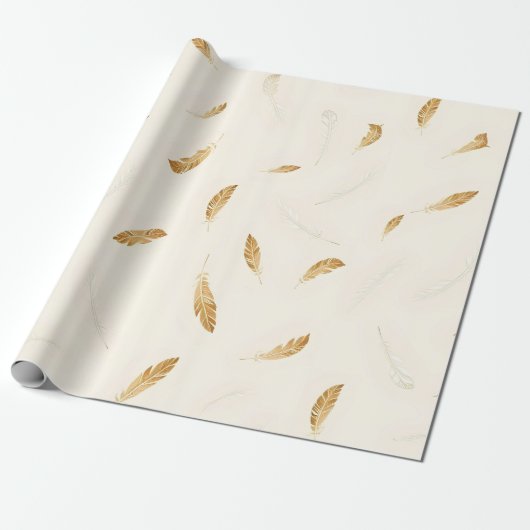 Papier Cadeau Collection Luxe Moderne Boho Feathers (Déroulé)