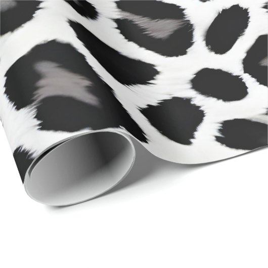Papier Cadeau Collection Luxe White Leopard Elégante (Coin rond)