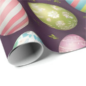 Papier Cadeau Collection moderne d'oeufs de Pâques heureux (Coin rond)