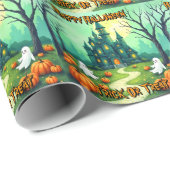 Papier Cadeau Collection Moderne Halloween Mignonne Épouvantable (Coin rond)
