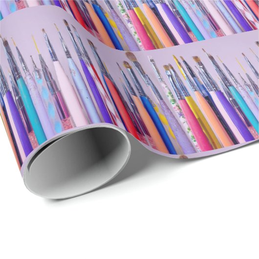 Papier Cadeau Collection Pinceau d'art à ongles (Coin rond)