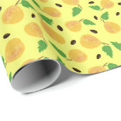 Papier Cadeau Collection Poires Dorées Jaune Clair (Coin rond)