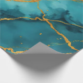 Papier Cadeau Collection tendance en marbre bleu turquoise (Coin)