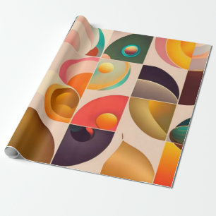 Papier Cadeau Collection tendance rétro Abstraite carré